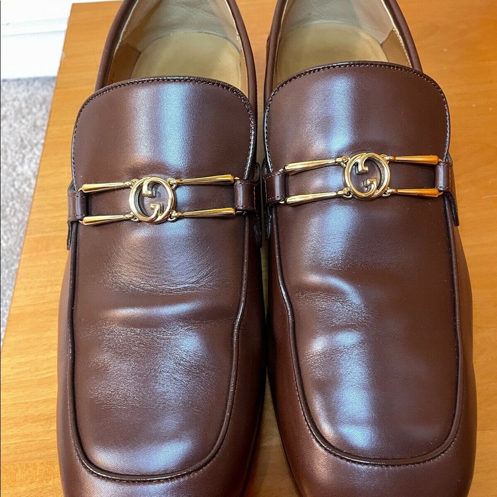 Gucci mens interlocking G brown loafers flats Sz 7.5 US 8 style 598348 - Picture 3 of 10